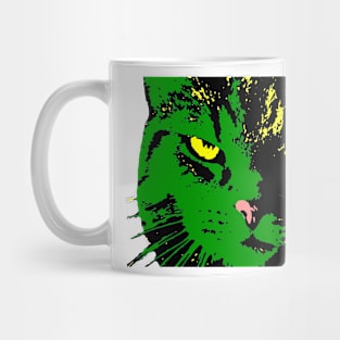 ANGRY CAT POP ART - GREEN YELLOW BLACK TRASPARENT Mug